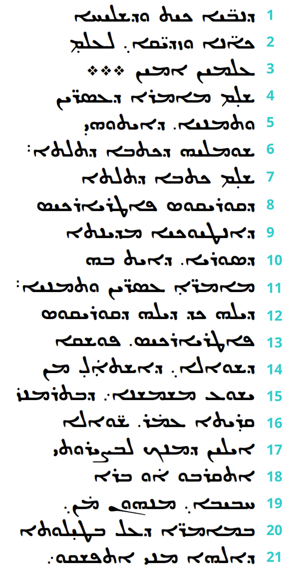 syriac usual estrangela transcription col a